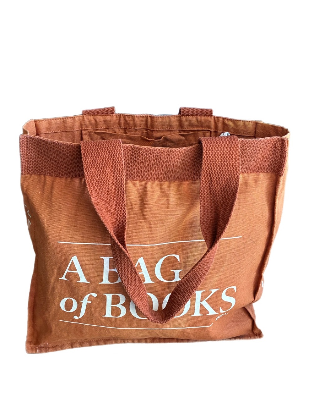 Barnes & Noble A Bag of Books Canvas Tote Bag Organic Cotton Rust Orange 14X15”